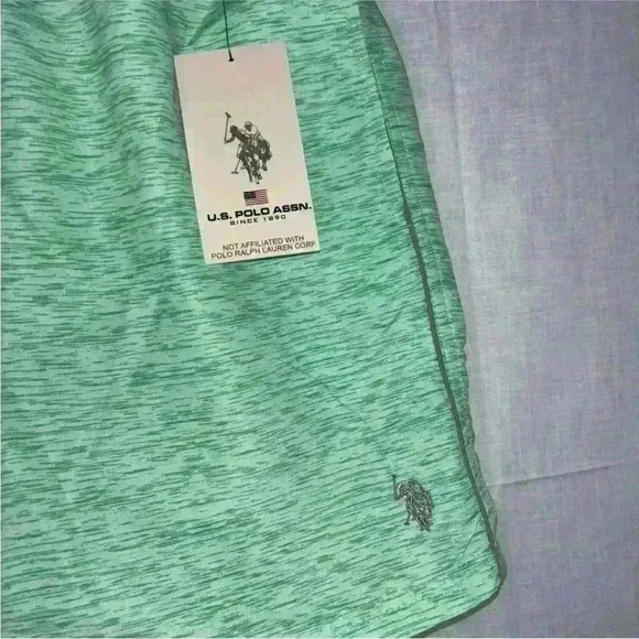 NWT US Polo Assn Green Swim Trunks Men’s Sz Medium Drawstring Waist Fully Lined - Picture 2 of 5